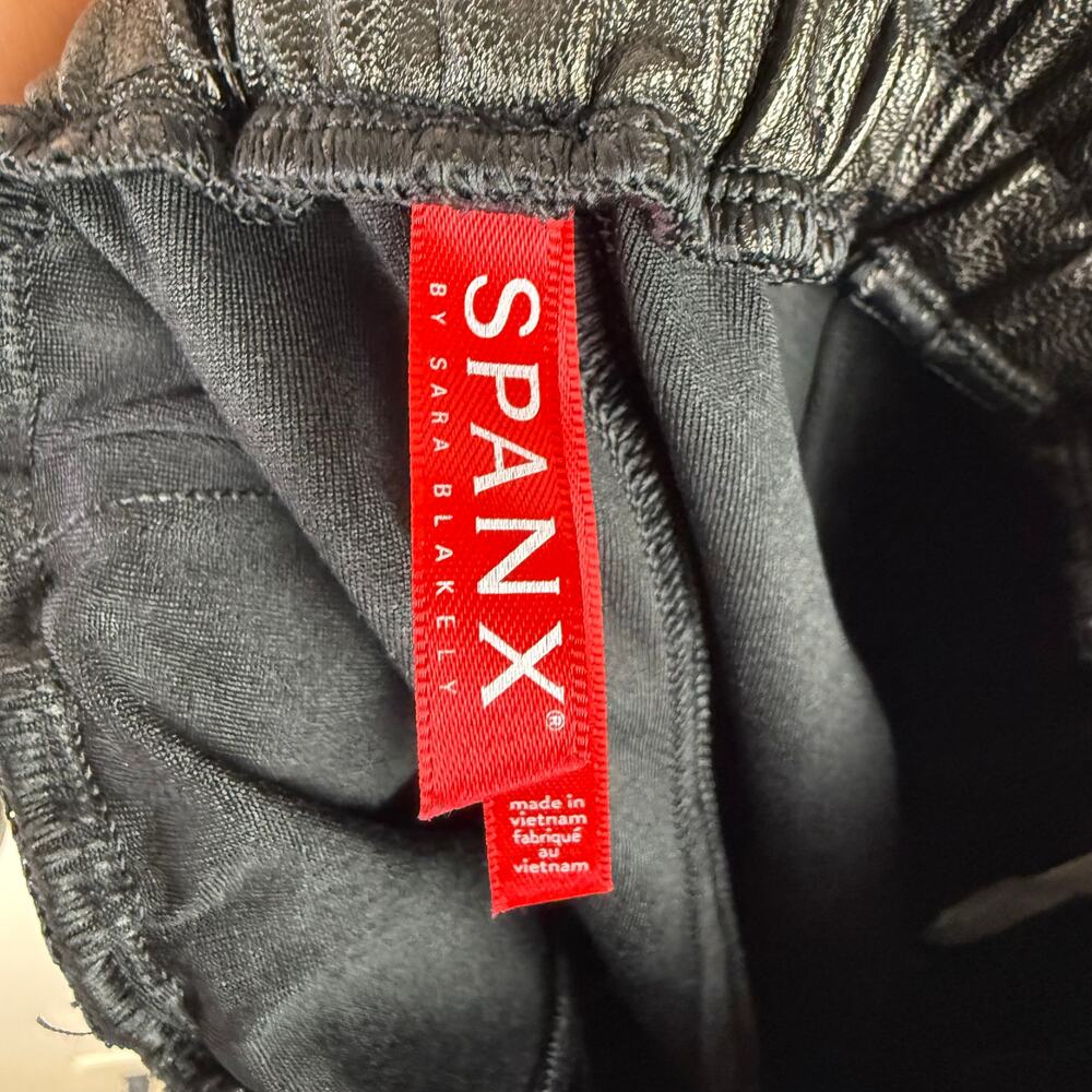 SPANX- Faux Leather Jogger Pants Black High Rise Pull-on Stretch S - Picture 7 of 8